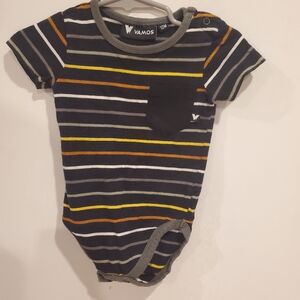 Vamos 12 Month Striped Bodysuit - Black, White, Yellow, Orange